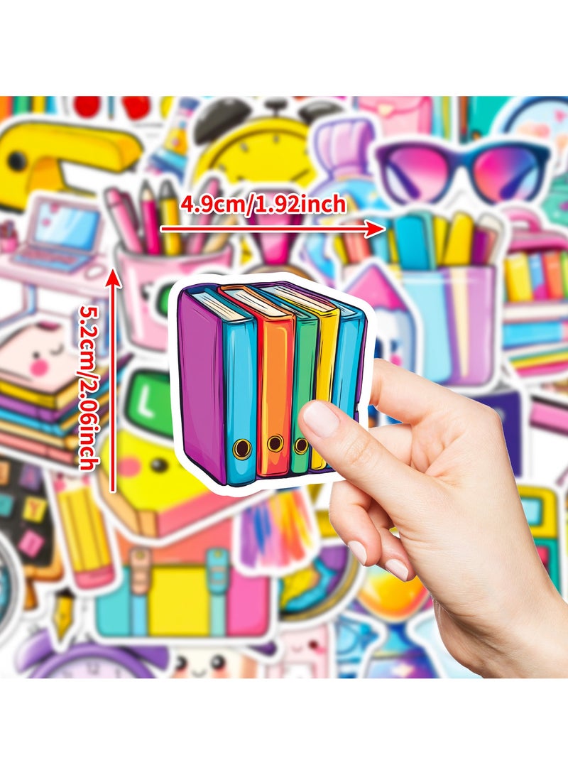 50pcs Learning Stationery Stickers Cheer to Kindergarten Go to School Theme Party Decal Decoration for Notebook Guitar Skateboards Laptops Water Bottles Bikes Luggage Computer Phone Car Envelope - Image 2