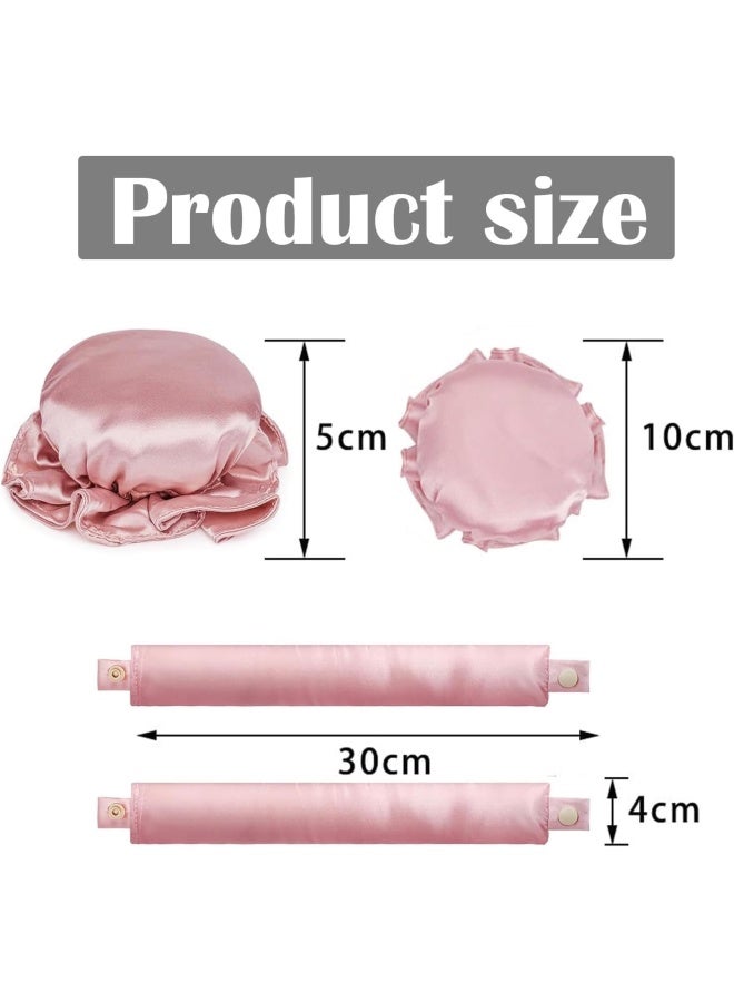 Premify 4  Pieces Satin Heatless Hair Curler, Pillow Soft Rollers With Hair Caps, Soft Heatless Curling Rod Headband For All Hair Types, No Heat Curlers To Sleep  - Image 2
