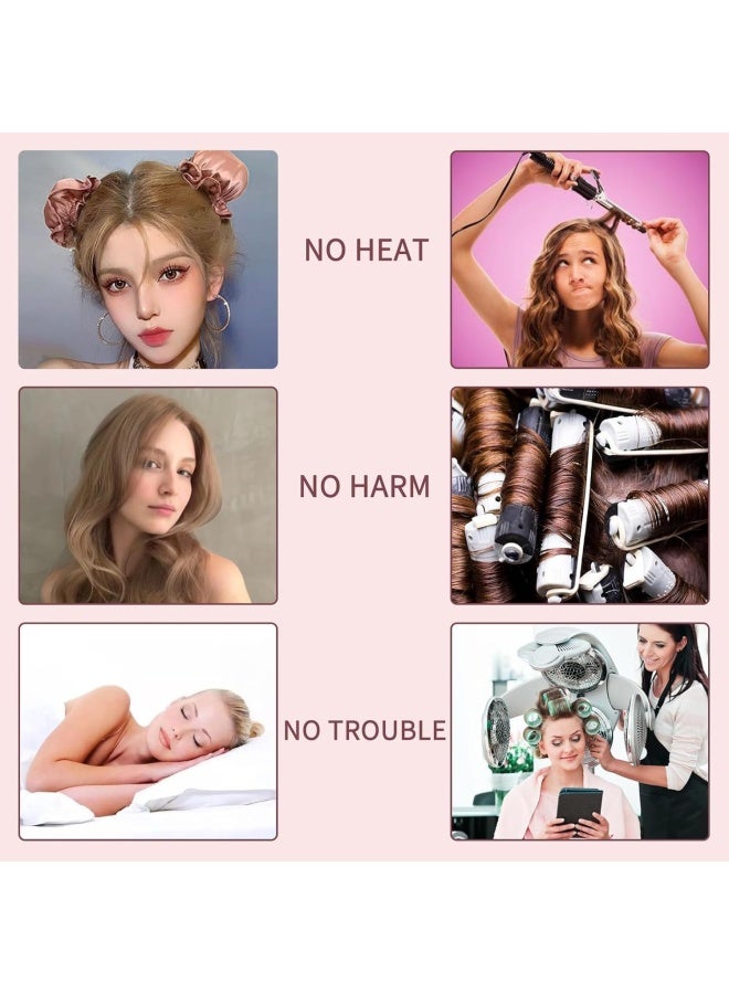 Premify 4  Pieces Satin Heatless Hair Curler, Pillow Soft Rollers With Hair Caps, Soft Heatless Curling Rod Headband For All Hair Types, No Heat Curlers To Sleep  - Image 5