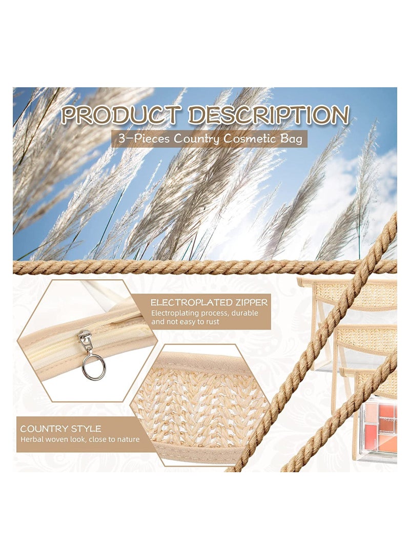 SYOSI 3 قطع حقائب مكياج تجميلية شفافة بسحاب حقيبة أدوات تجميل صغيرة متعددة الأغراض حقيبة مقاومة للماء منظم مكياج للسفر حقيبة تجميل للنساء والرجال - Image 2