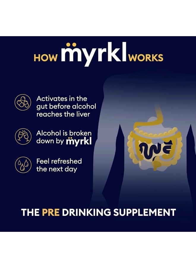 Unique Pre-Drinking Supplement for Liver Health Support, Helps Morning Energy with High-Performing Probiotic, L Cysteine & Vitamin B12, Social Evening, Party & Vacation Essentials, 30 Capsules
