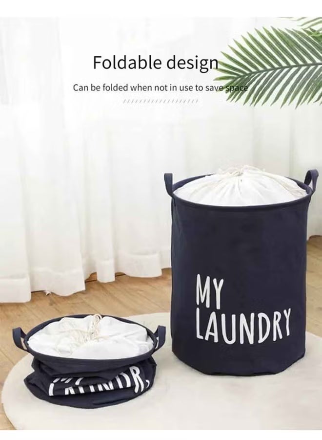 HOMESTAR Creative Multifunctional Storage Bucket Laundry Basket for Clothes Hamper for Kids Bedroom, Bathroom, Nursery, Utility Room Black/White - Image 4