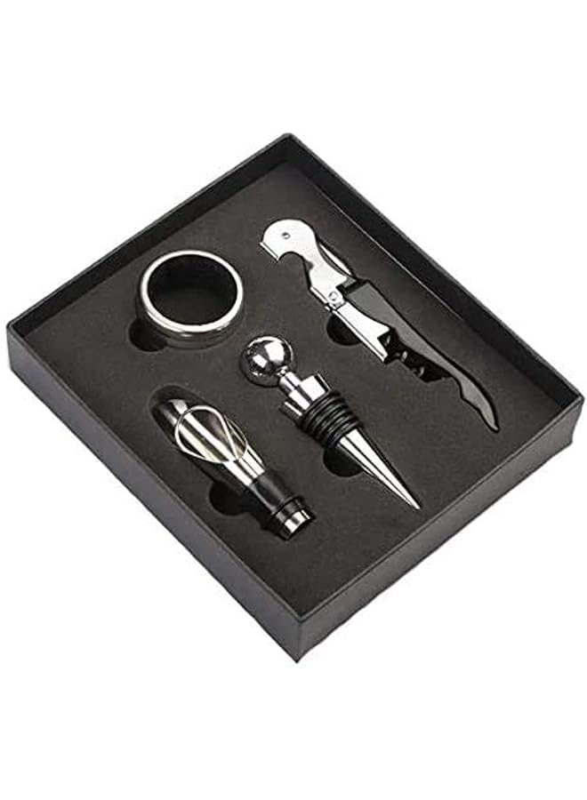 S-TOP 4 pcs/set Red Wine Opener Stainless Steel Pourer Wine Ring Bottle Plug Hippocampus Knife Wine Bottle Opener - Image 1