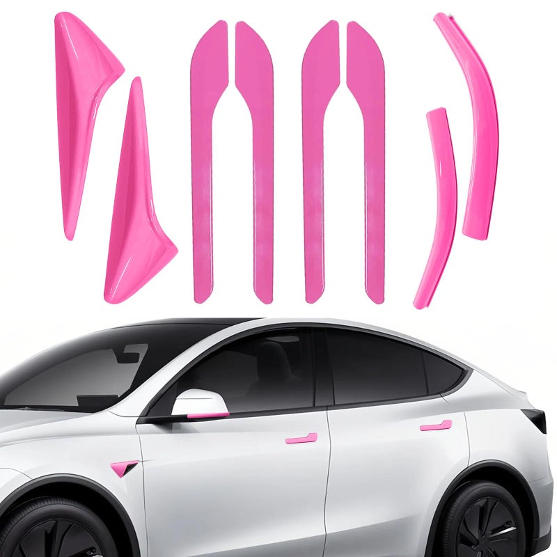 Tesheer for Red Tesla Car Door Handle Covers for 20242025 Model Y with HW 40 Camera Covers for Model Y Juniper Side Mirror Trim Strips for Tesla Model Y Accessories Model Y HW40 Fuchsia - Image 3