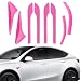 Tesheer for Red Tesla Car Door Handle Covers for 20242025 Model Y with HW 40 Camera Covers for Model Y Juniper Side Mirror Trim Strips for Tesla Model Y Accessories Model Y HW40 Fuchsia - Image 2