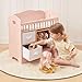 OOOK Baby Doll Crib Wooden Baby Doll Bed and Changing Table Dollhouse Furniture with Two Storage Box Bedding and Coat Hangers Nursery Playset Suitable for Dolls Under 22 Inches Pink - Image 4
