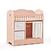 OOOK Baby Doll Crib Wooden Baby Doll Bed and Changing Table Dollhouse Furniture with Two Storage Box Bedding and Coat Hangers Nursery Playset Suitable for Dolls Under 22 Inches Pink - Image 2