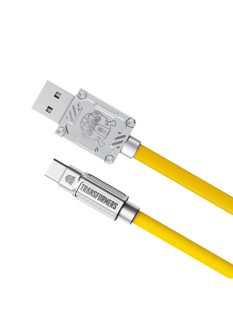 TRANSFORMERS TF-A01 Bumblebee Type C Charging Cable, 1.5m, Zinc Alloy & TPE Silicone, 5A Max Output, 5V/9V/10V Voltage, A-Type C Compatibility - Yellow - Image 2