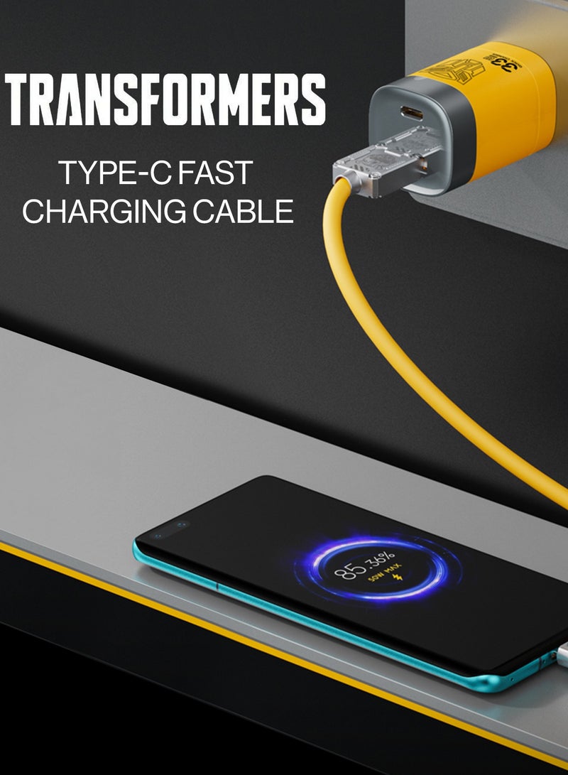 TRANSFORMERS TF-A01 Bumblebee Type C Charging Cable, 1.5m, Zinc Alloy & TPE Silicone, 5A Max Output, 5V/9V/10V Voltage, A-Type C Compatibility - Yellow - Image 4