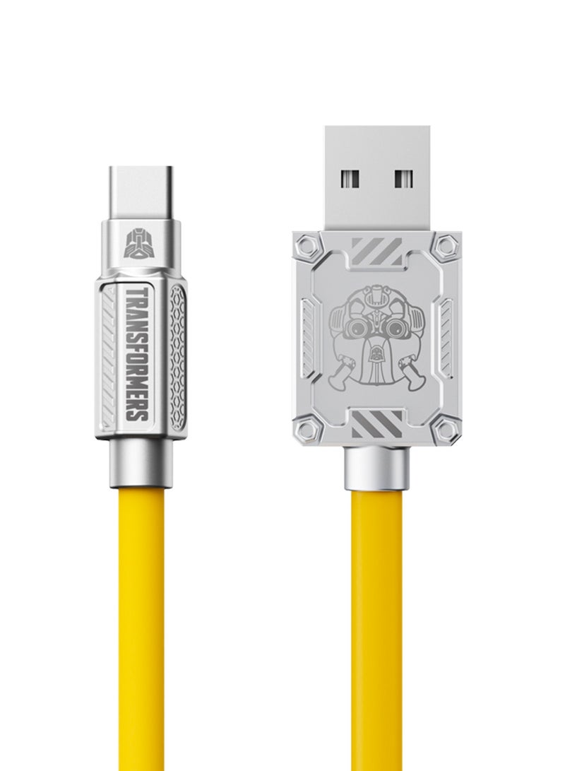 TRANSFORMERS TF-A01 Bumblebee Type C Charging Cable, 1.5m, Zinc Alloy & TPE Silicone, 5A Max Output, 5V/9V/10V Voltage, A-Type C Compatibility - Yellow - Image 3