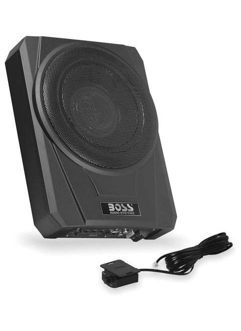 BOSS Audio Systems BASS10 Amplified Car Subwoofer - Low Profile, 10 Inch Subwoofer, Remote Subwoofer Control, for Vehicles Needing Bass with Limited Space, Remote Subwoofer Control