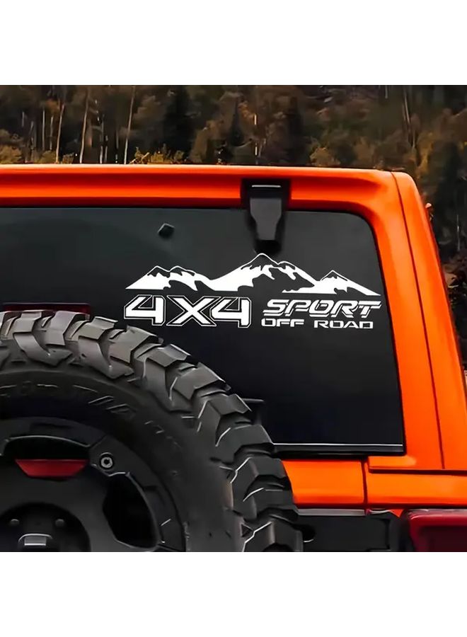 ملصق أبيض 4X4 سبورت جبلي للبيك أب وسيارات الدفع الرباعي، للأسطح الزجاجية والمعدنية، متين وسهل التطبيق. - Image 1
