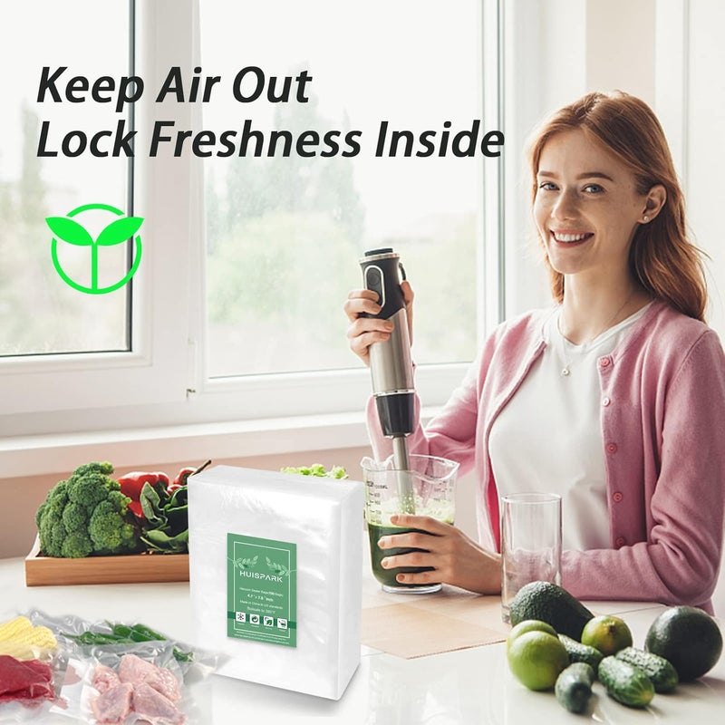 HUISPARK 4.7" x 7.8" Vacuum Sealer Bags,Heavy Duty Pre-Cut Design Commercial Grade Food Sealable Bag for Heat Seal Food Storage,Smell Proof Bags Boilsafe to 280°F Freezable, Resizable,Reuseable (100Pcs) - Image 2