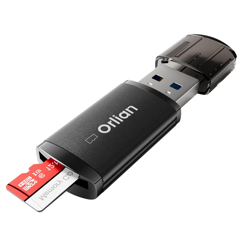 Orlian USB 3.0 Micro SD Card Reader, 5Gbps Speed SD Card Adapter, Menory Card Reader Compatible with Windows, MAC MacBook Pro/Air, Android and More, Black - Image 1