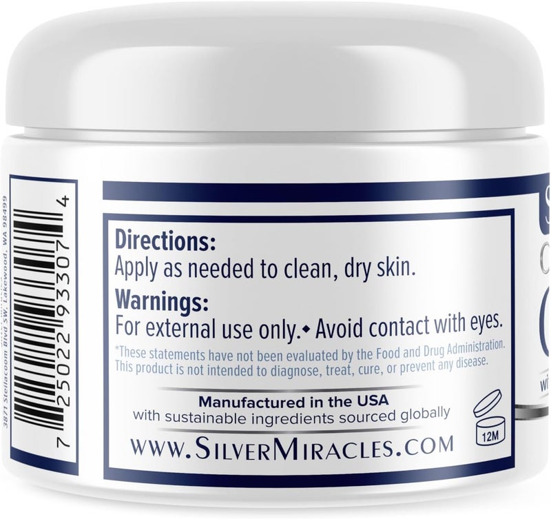 Silver Miracles Colloidal Silver Cream - 4oz - Colloidal Silver Skin Healing Cream - Scent And Dye Free - Moisturizes Dry Skin - Made With 99.999% Pure Silver - Image 3