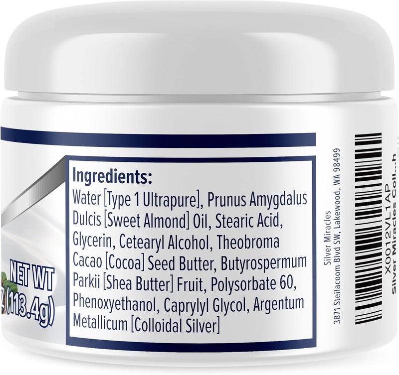 Silver Miracles Colloidal Silver Cream - 4oz - Colloidal Silver Skin Healing Cream - Scent And Dye Free - Moisturizes Dry Skin - Made With 99.999% Pure Silver - Image 2