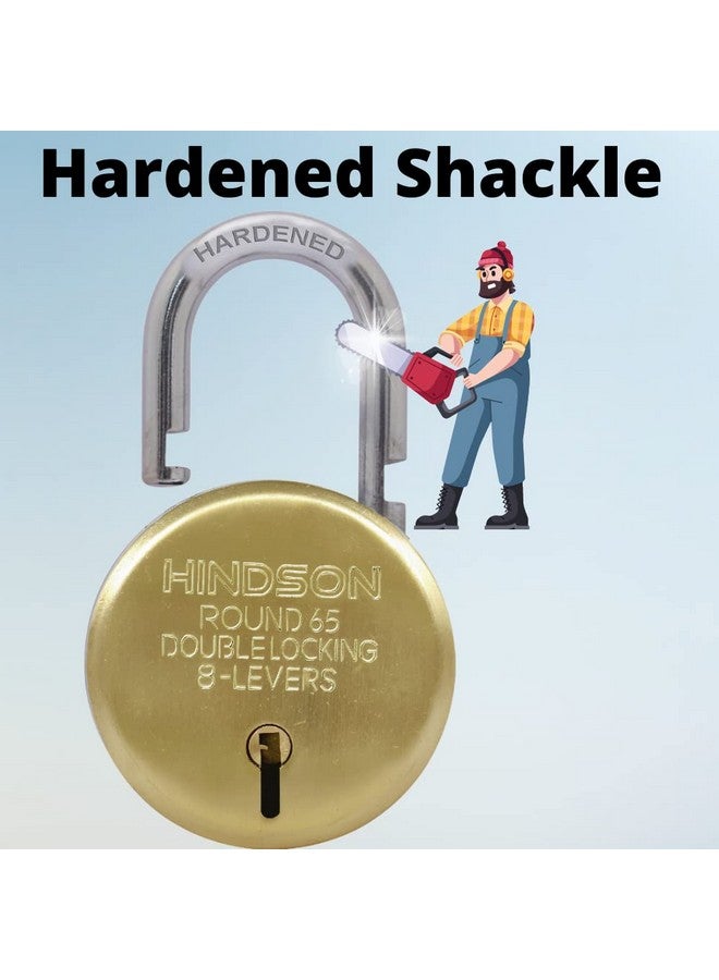 Hindson Lock and Key, Door Lock for Home, Shop Same Key for Multiple Lock, 4 Same Key Lock Set, Common Key Lock Set of 4 Silver Gold (Gold 65mm Same Key 4), Metal - Image 2