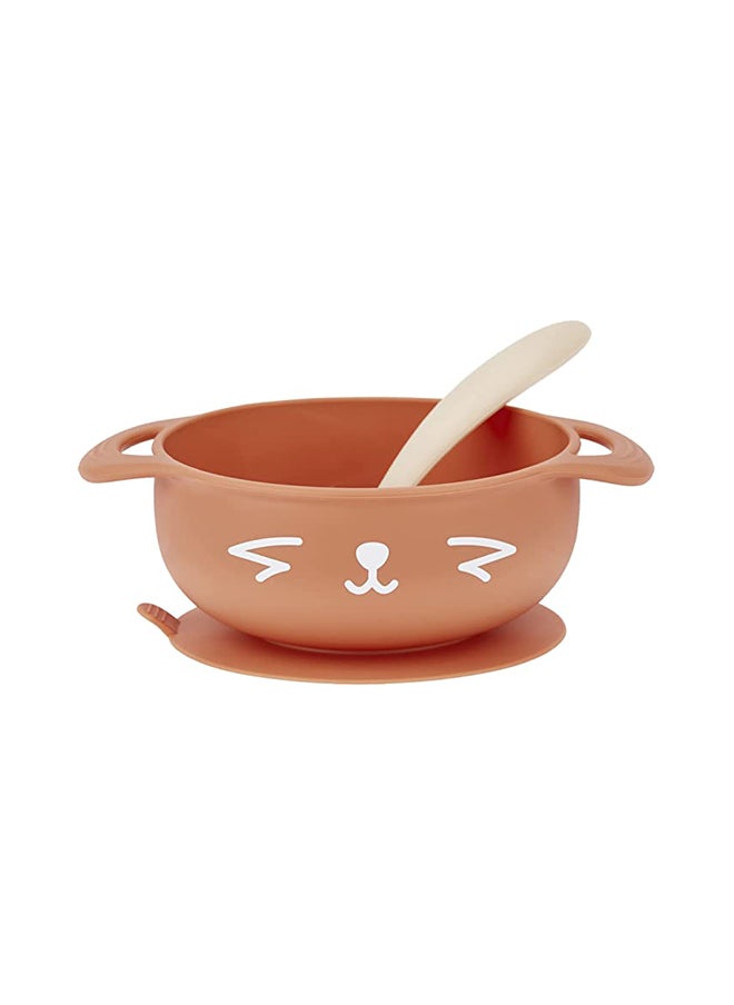 babymoov 2 - Pieces Silicone Bowl And Spoon Weaning Set In Peach, Soft Silicone, Bowl With Suction Base, Ergonomic Spoon, Easy To Clean  - Image 1