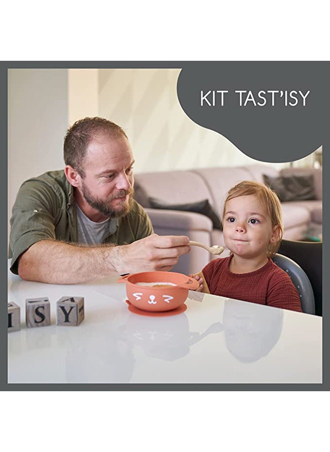 babymoov - 2 - Pieces Silicone Bowl And Spoon Weaning Set In Peach, Soft Silicone, Bowl With Suction Base, Ergonomic Spoon, Easy To Clean - Image 1