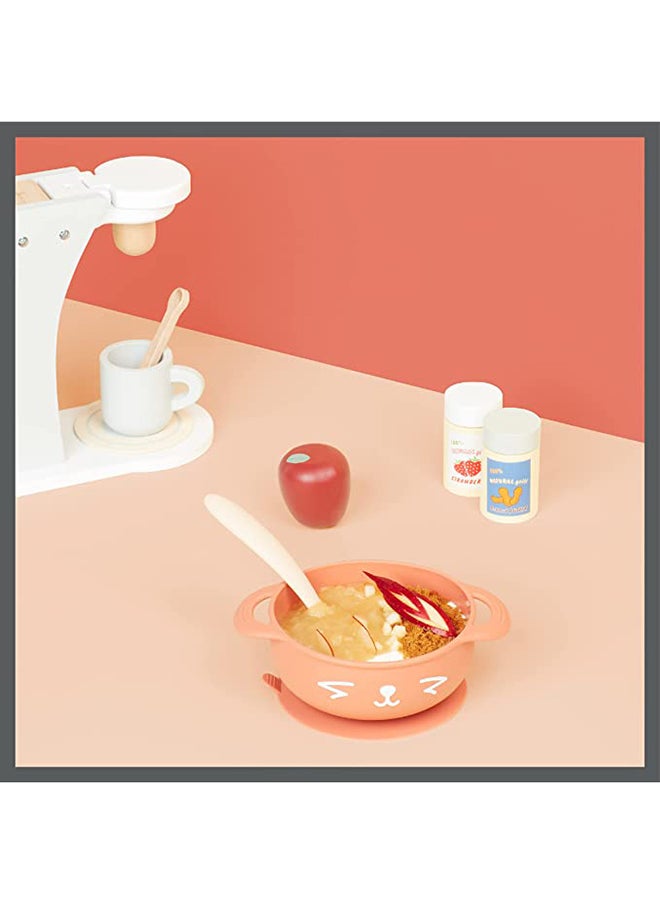 babymoov - 2 - Pieces Silicone Bowl And Spoon Weaning Set In Peach, Soft Silicone, Bowl With Suction Base, Ergonomic Spoon, Easy To Clean - Image 1