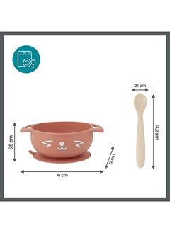 babymoov 2 - Pieces Silicone Bowl And Spoon Weaning Set In Peach, Soft Silicone, Bowl With Suction Base, Ergonomic Spoon, Easy To Clean  - Image 2