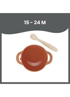 babymoov 2 - Pieces Silicone Bowl And Spoon Weaning Set In Peach, Soft Silicone, Bowl With Suction Base, Ergonomic Spoon, Easy To Clean  - Image 4