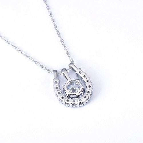 DAOCHONG Elegant 925 Sterling Silver Cubic Zirconia Horseshoe Pendant Necklace for Women Horse Lover, 18 inch Chain - Image 4