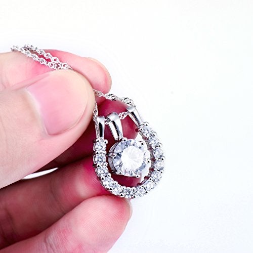 DAOCHONG Elegant 925 Sterling Silver Cubic Zirconia Horseshoe Pendant Necklace for Women Horse Lover, 18 inch Chain - Image 5