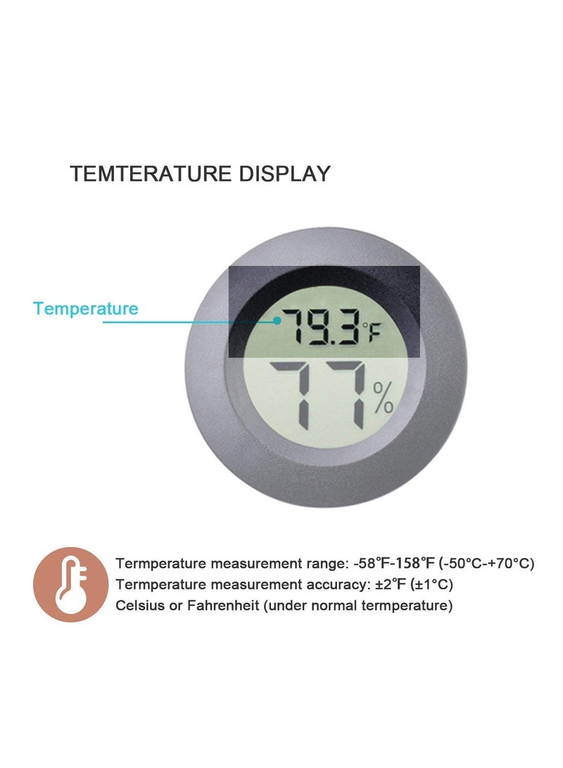Veanic 4-pack Mini Hygrometer Thermometer Fahrenheit or Celsius Meter Digital LCD Monitor Indoor Room Round Humidity Temperature Gauge for Humidors Home Humidifiers Car Greenhouse Babyroom - Image 4