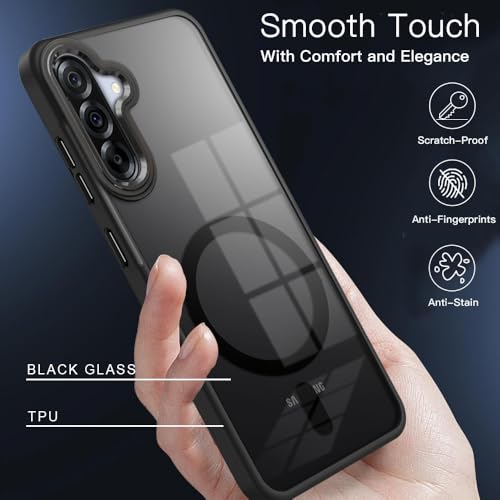 KARWAN Translucent Hybrid Back Case Cover Compatible with Samsung A36 Shockproof Case with Camera Protection, N52 Magnet Cover Case with Magnetic MagEaze Wireless Charging Cover (Black) - Image 3