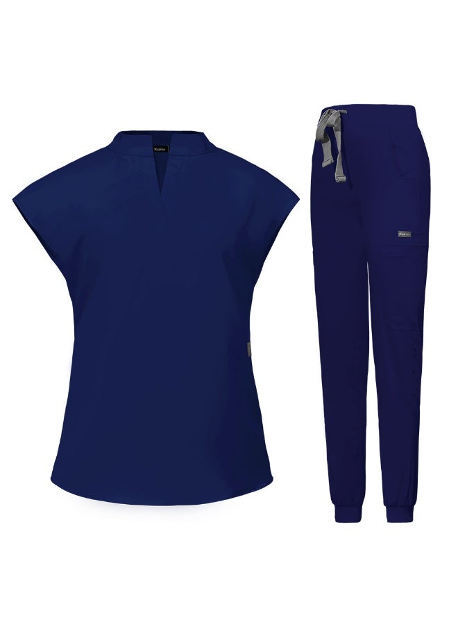 NIBEMINENT Doctor Skin Management Beauty Salon Nurse Surgeon Stand Collar Comfortable Scrub Suit Surgical Gown - Image 1