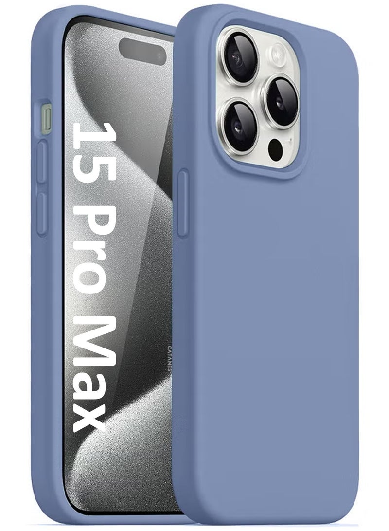 CATANES iPhone 15 Pro Max Case Silicone Case Cover Durable and Anti Scratch Back Cover Light Blue  - Image 1