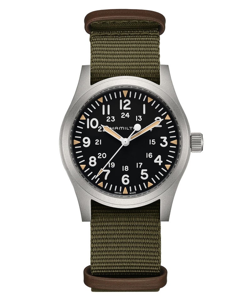 Hamilton Watch Khaki Field Swiss Mechanical Watch 42mm Case, Black Dial, Green Textile NATO Strap (Model: H69529933) - Image 3