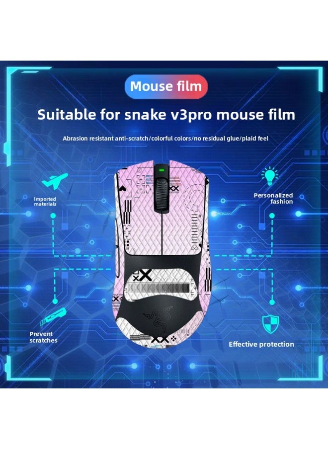 Generic - Viper Mouse Anti-slip Stickers Purgatory Viper V3PRO Applicable Full Set With Back Stickers Lizard Skin Sweat-proof Wholesale-Color:Viper V3PRO-CX-A61/White Diamond-all Inclusive - Image 1