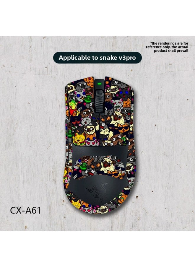 Generic - Viper Mouse Anti-slip Stickers Purgatory Viper V3PRO Applicable Full Set With Back Stickers Lizard Skin Sweat-proof Wholesale-Color:Viper V3PRO-CX-A61/White Diamond-all Inclusive - Image 1