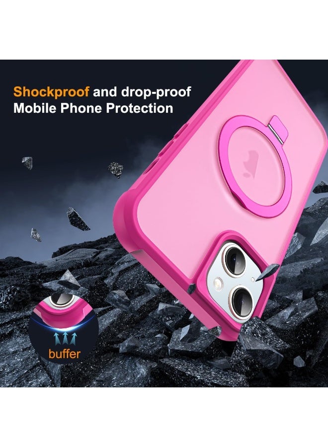 جراب متوافق مع iPhone 13 وiPhone 14 مع حامل مغناطيسي غير مرئي، جرابات هاتف شفافة مقاس 13 و14 بوصة 6.1 بوصة [متوافق مع Mag-Safe] [شعور قبضة رائع]، وردي - Image 4