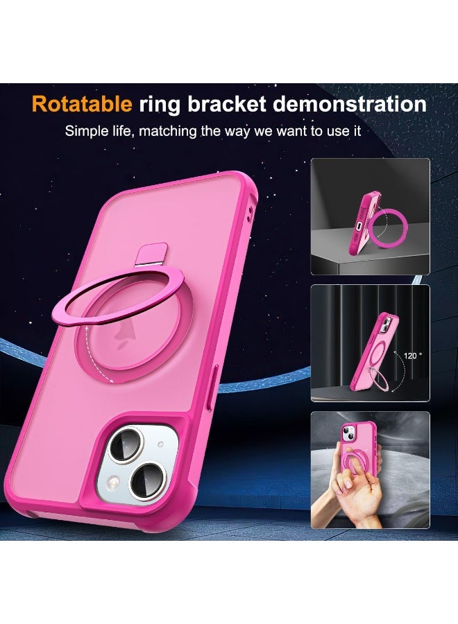 جراب متوافق مع iPhone 13 وiPhone 14 مع حامل مغناطيسي غير مرئي، جرابات هاتف شفافة مقاس 13 و14 بوصة 6.1 بوصة [متوافق مع Mag-Safe] [شعور قبضة رائع]، وردي - Image 2