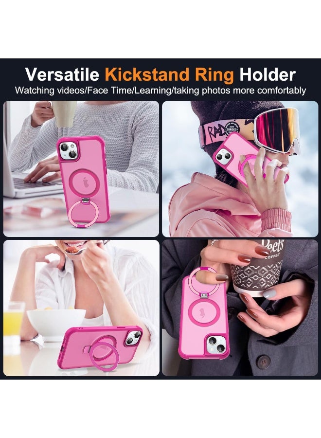 جراب متوافق مع iPhone 13 وiPhone 14 مع حامل مغناطيسي غير مرئي، جرابات هاتف شفافة مقاس 13 و14 بوصة 6.1 بوصة [متوافق مع Mag-Safe] [شعور قبضة رائع]، وردي - Image 5