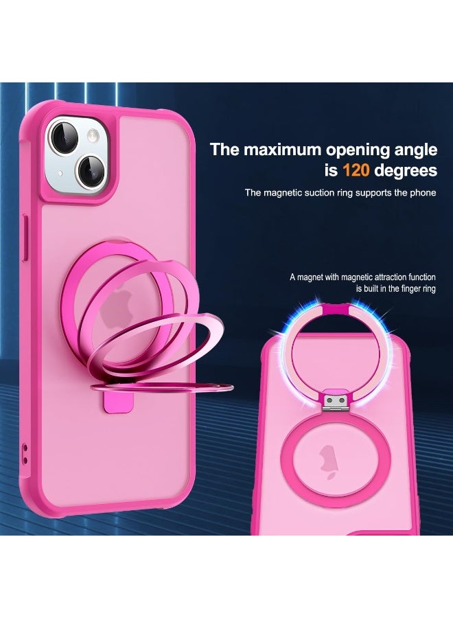 جراب متوافق مع iPhone 13 وiPhone 14 مع حامل مغناطيسي غير مرئي، جرابات هاتف شفافة مقاس 13 و14 بوصة 6.1 بوصة [متوافق مع Mag-Safe] [شعور قبضة رائع]، وردي - Image 3