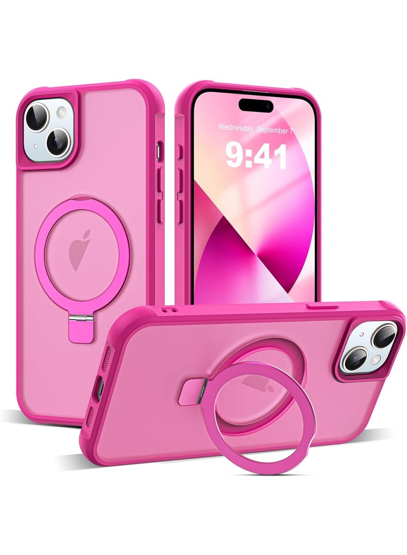 جراب متوافق مع iPhone 13 وiPhone 14 مع حامل مغناطيسي غير مرئي، جرابات هاتف شفافة مقاس 13 و14 بوصة 6.1 بوصة [متوافق مع Mag-Safe] [شعور قبضة رائع]، وردي - Image 1