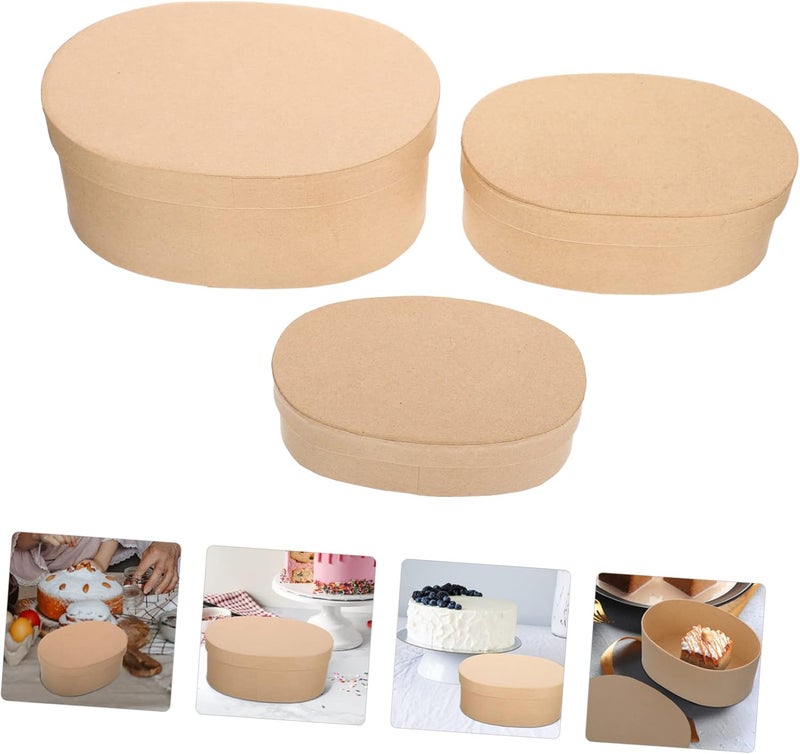 Hoement 3pcs Candy Holder Cookie Packaging Container Kraft Paper Dessert Boxes Favor Boxes for Parties Birthday - Image 5