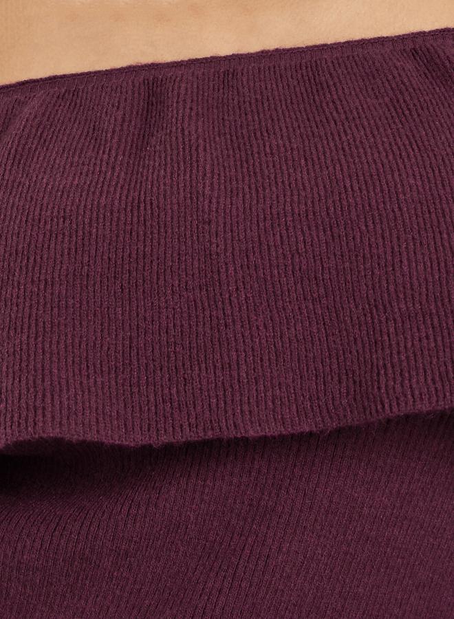 Styli Burgundy Knit Long Sleeves Top - Image 4
