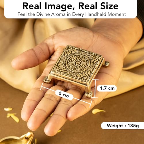 Ekhasa 100% Pure Brass Chowki for God Idols | Peetal Stand Peedam for Idols | Small Bajot | Pooja Peeta Chowki | Pooja Stool | Stand for God - Image 3