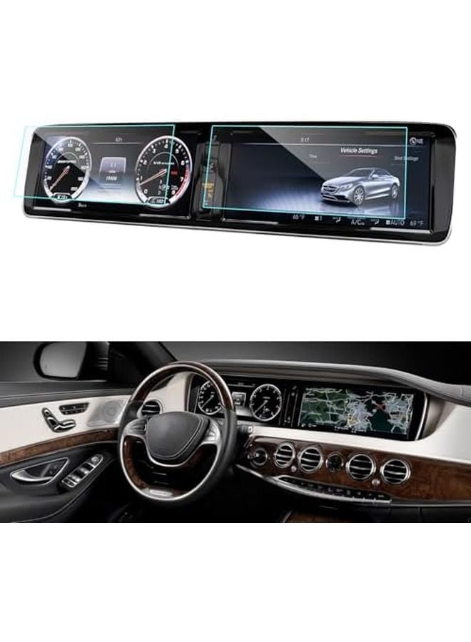 2014 2017 Benz S Class W222 12 3 Inch Touchscreen Tempered Glass Screen Protector 2PCS - Image 1