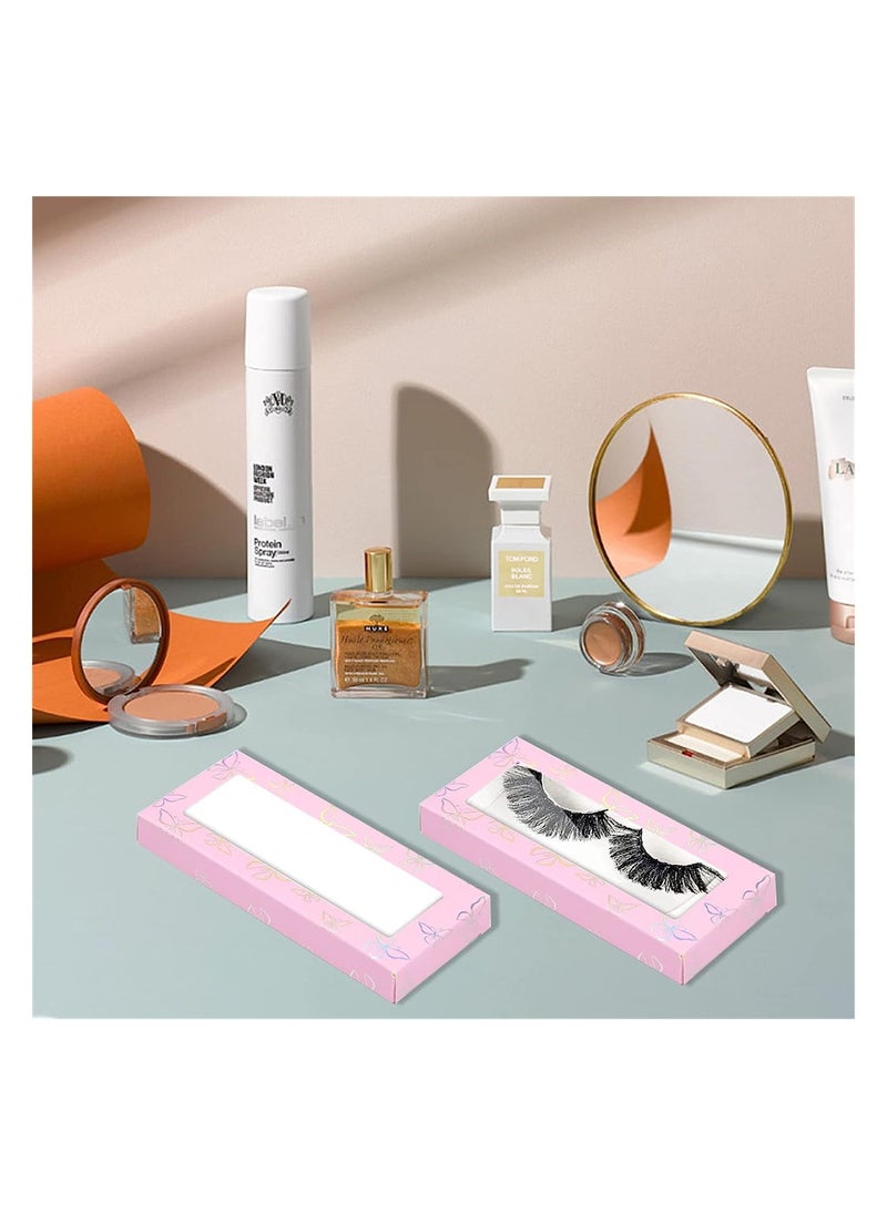 Excefore - False Eyelashes Box Empty Lash Packaging Storage Containers Pink Butterfly Prints Lash Case Holder Include 30 Soft Paper Lash Boxes and 30 Tray - Image 1