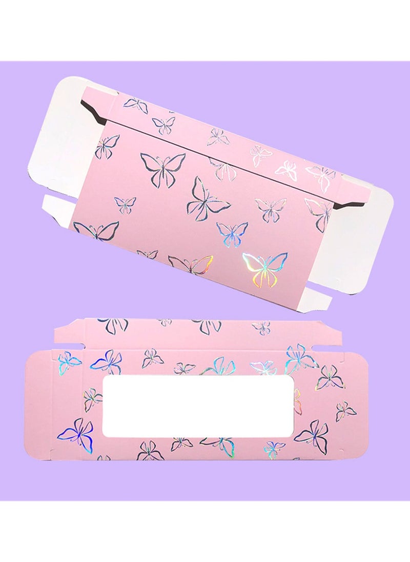 Excefore - False Eyelashes Box Empty Lash Packaging Storage Containers Pink Butterfly Prints Lash Case Holder Include 30 Soft Paper Lash Boxes and 30 Tray - Image 1