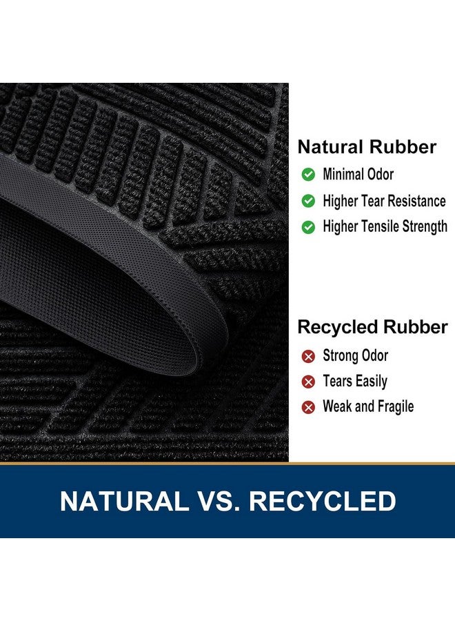 Smiry Front Door Mat Outside Entrance, Heavy Duty Sturdy Natural Rubber Doormat, Trap Dirt and Moisture, Easy Clean Low Profile Welcome Floor Mats for Indoor Outdoor Entry, 47x32 Inch, Black - Image 4