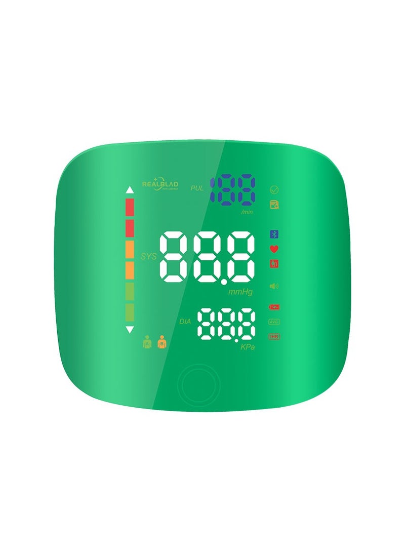 REALBLAD Blood Pressure Monitor with Arabic Voice Broadcast, Rechargeable 2x99 Readings Memory Wrist BP Monitor, with LED Large Display (GREEN) - Image 4