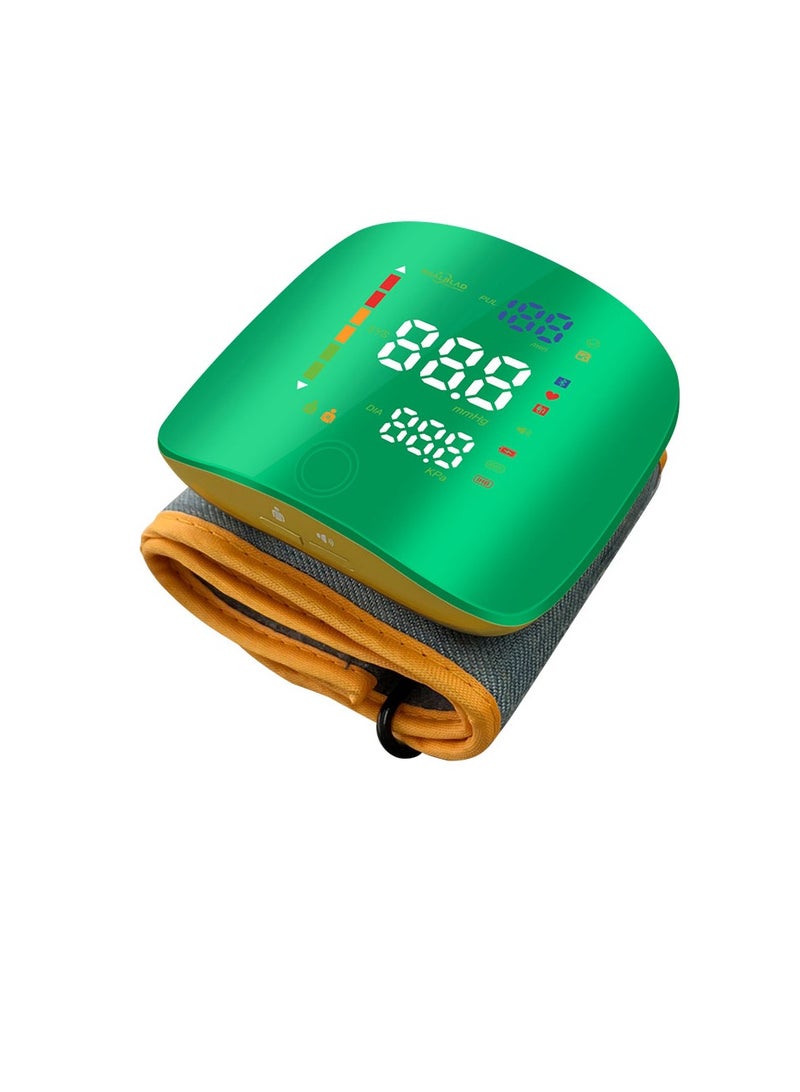 REALBLAD Blood Pressure Monitor with Arabic Voice Broadcast, Rechargeable 2x99 Readings Memory Wrist BP Monitor, with LED Large Display (GREEN) - Image 3