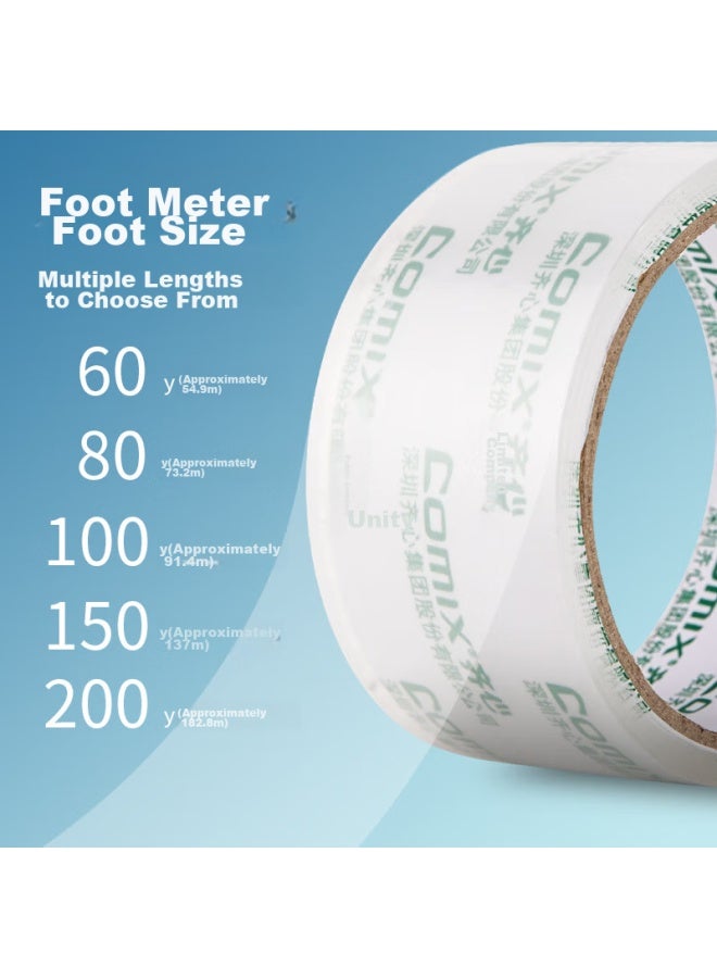 كوميكس Comix شريط لاصق شفاف/شريط عريض/شريط تغليف، شريط تغليف سريع، شفاف، 6 لفات، عرض 60mm*100y*45um، طول 91.4 متر/لفة، Ep002 - Image 1